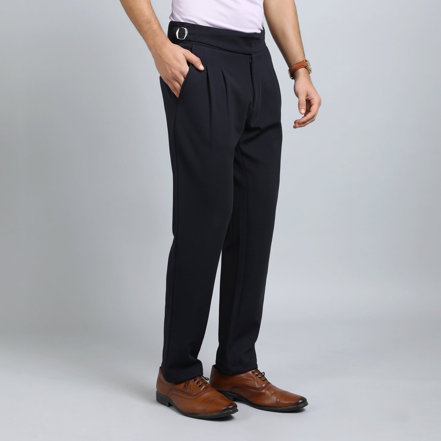 BARITONE NAVY SLIM FIT GURKHA TROUSERS 4797-2